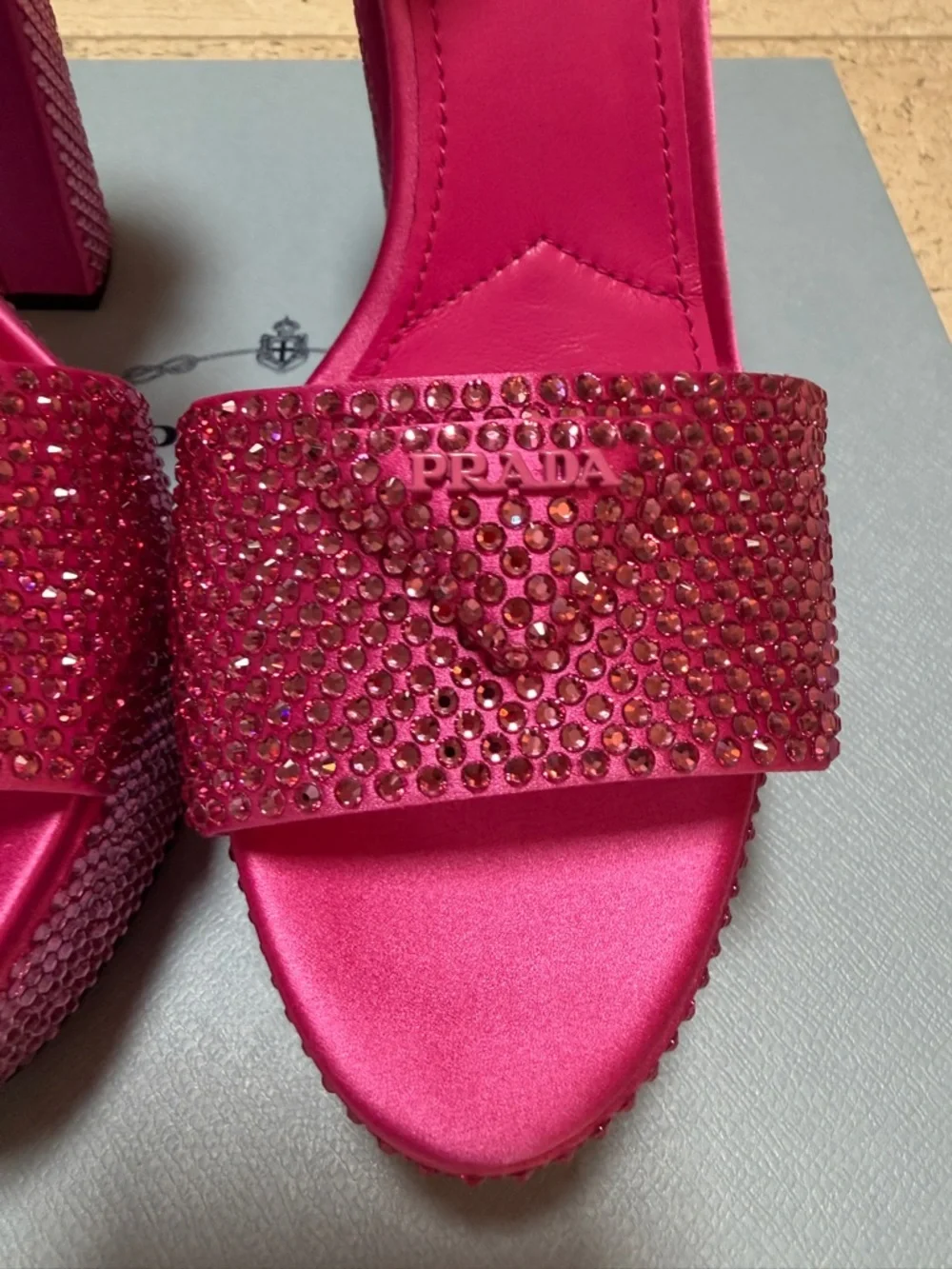 NWT!! PRADA Hot Pink Crystal-Embellished 135mm Platform Sandals